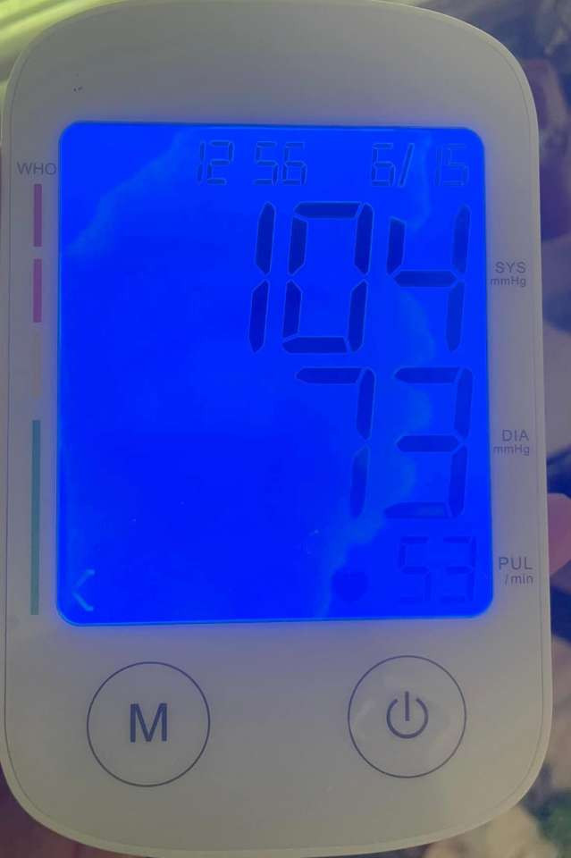 Blood Pressure Reading of 104 over 73